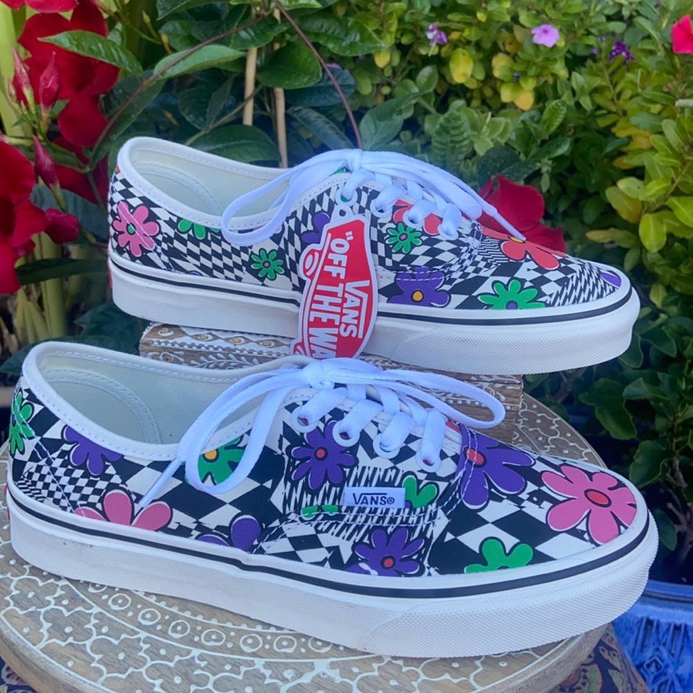 New Retro Vans Authentic 90’s Vintage Colorful FLOWER POWER Low Top Sneakers - Picture 8 of 16
